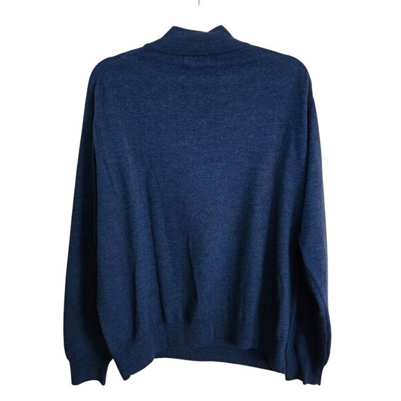 Peter Millar Kitts Twisted Merino Wool Blue Striped 1/4 Zip Golf Sweater Size L - Picture 2 of 4
